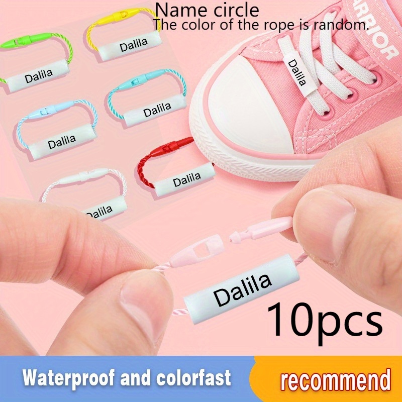 TEMU Customized Name 10/30pcs Daycare Supplies Shoe Bag Hanging Strap Name Pendant Treasure Name Circle, Suitable For Water Bottles, Bags, Pens,