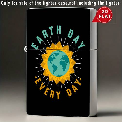 item picture earth day pattern thickened metal lighter resistant scratch proof lighter protective cover fits regular size lighters universal lighter replacement accessories for daily use 2d flat