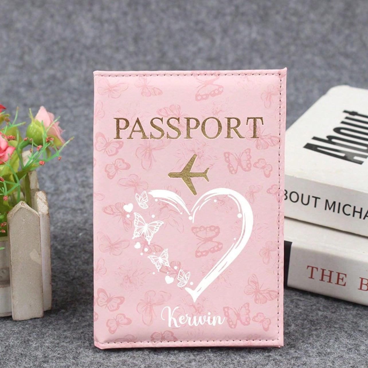 TEMU 1pc Custom Letter Name Passport Holder, Love Pattern Travel Document Organizer Card Case, Unisex Passport Wallet, Portable Multi-functional Id