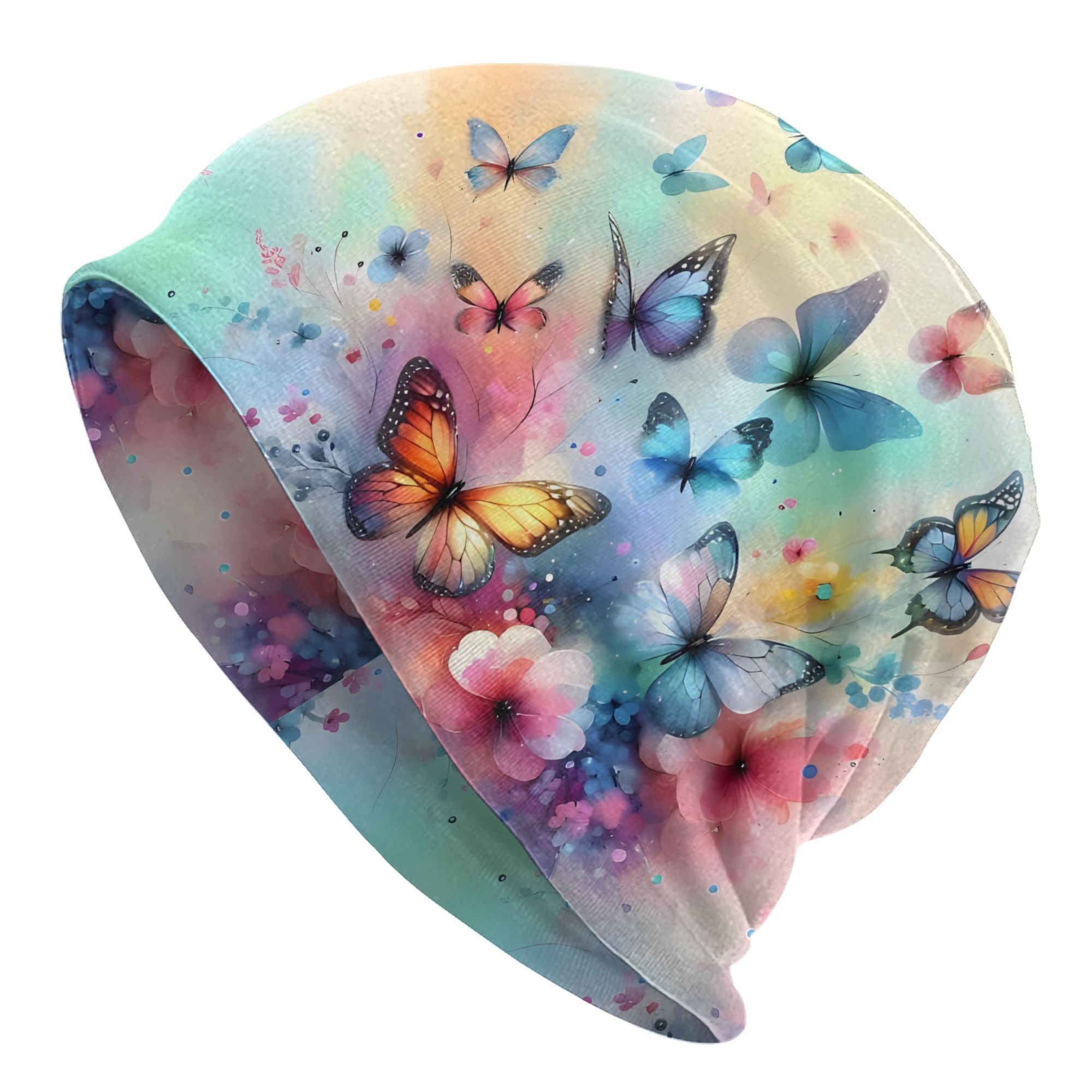E-shop Bunte Schmetterlings-Skullies mit Blumenmuster – Coole Sportmütze