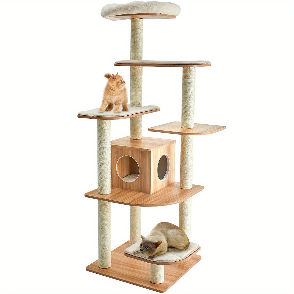TEMU Árbol para gatos de madera de 175 cm de con niveles, que , una cueva y camas