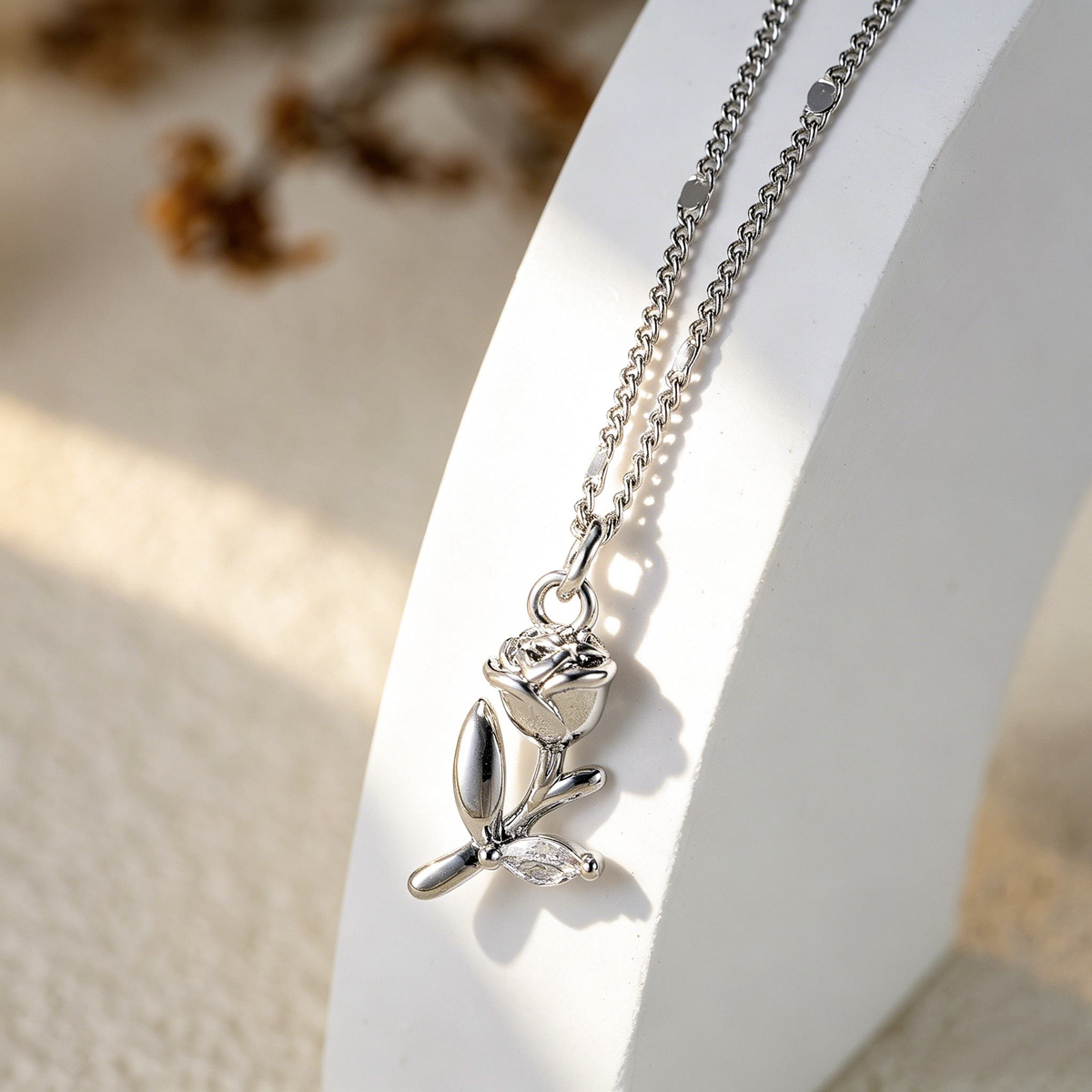 Women's High-Quality Copper Rose Zirconia Clavicle Chain Necklace