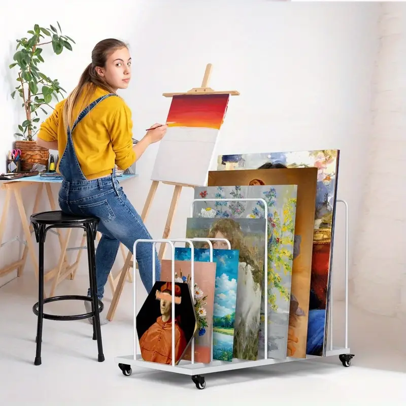 YIASSON Wooden Art Canvas Storage Rack - Beechwood Organizer For Large Canvases, Boards & Artwork