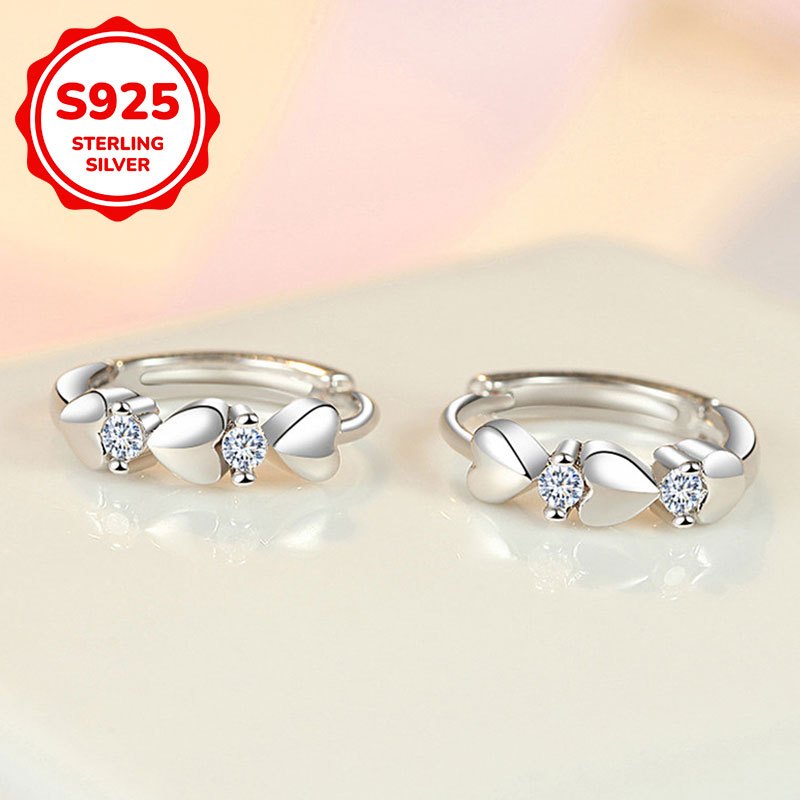 Women's 925 Sterling Silver Cute Heart Hoop Earrings