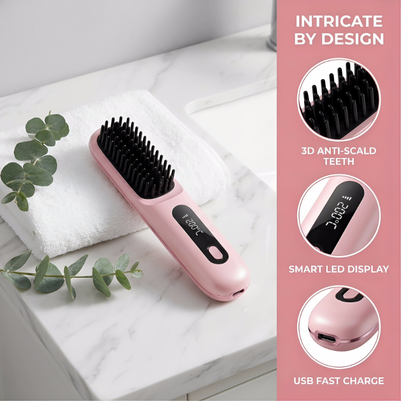 cordless hair straightener brush, rapid, hot comb hair straightener for women, lightweight, type-c charging port, anti-scald, lightweight, usb rechargeable Product details 2