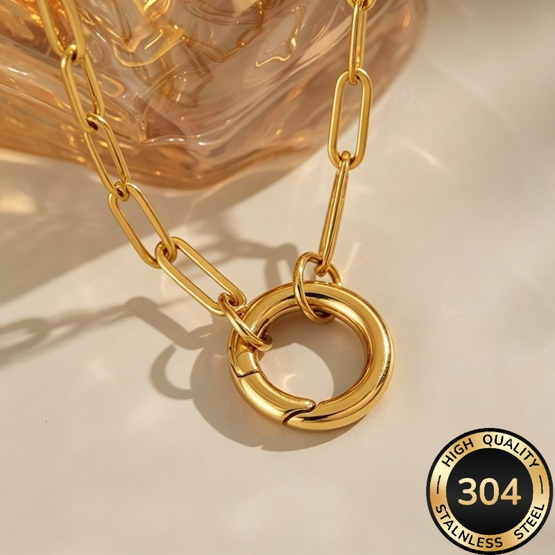 TEMU Necklace, High-quality Trendy 304 Stainless Steel Chain Necklace, Unisex Necklace, Hypoallergenic, Fade-resistant, Women's Jewelry, Hip-hop