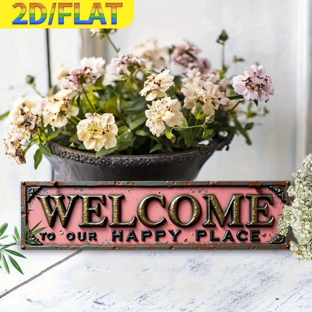 Homebody Accents Metallschild "Welcome To Our Patio" – 15x40 Cm, Rostfreier Stahl, Für Drinnen & Draußen