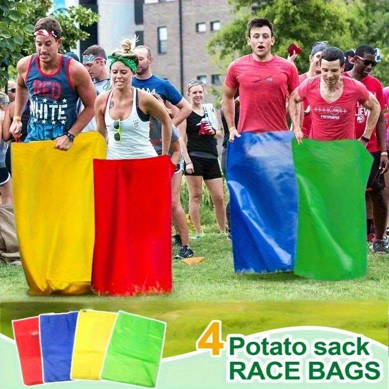 2/4 Pack Outdoor Adult Potato Bag Race, Suitable for Family Game Set, Durable Kangaroo Jumping Bag, Suitable for Lawn Games, Family Interactive Sports, Birthday Parties and Backyard, Beach Toys Yellow, Green, Red, Blue
