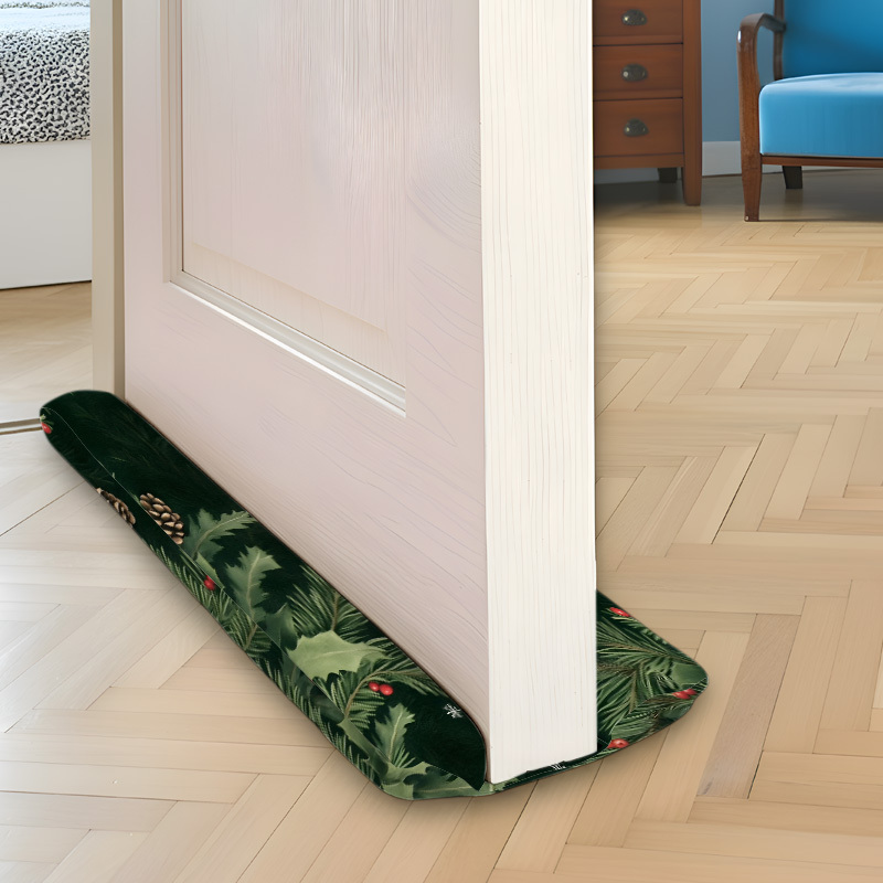 TEMU Door Draft Stopper With Dust-proof Design, Christmas And Halloween Decoration, Double-sided Linen Fabric, Machine Washable, Warm And Soundproof,