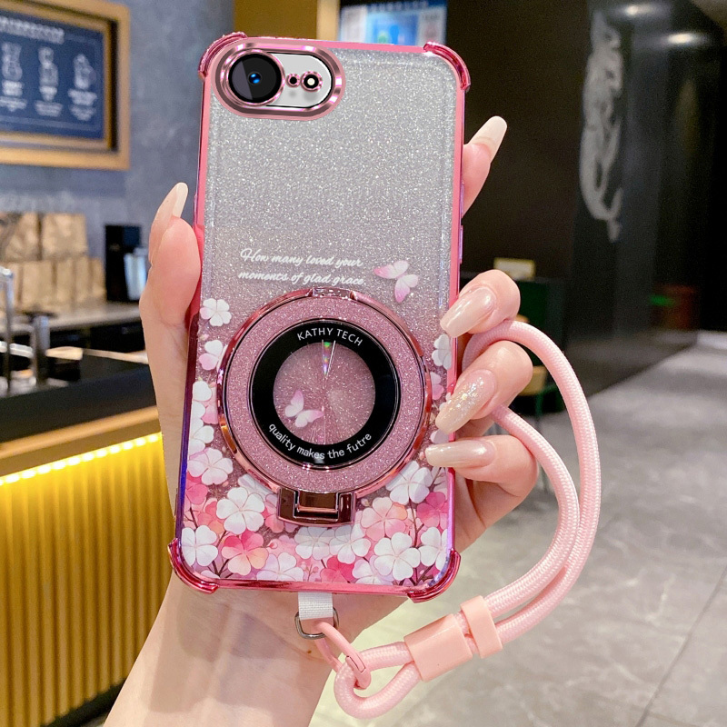 TEMU Phone Case - A High- Tpu Phone Case With An Artistic Suitable For Iphone 17e And Iphone 16e. It Features A Shiny Transparent End, A Wrist Strap,