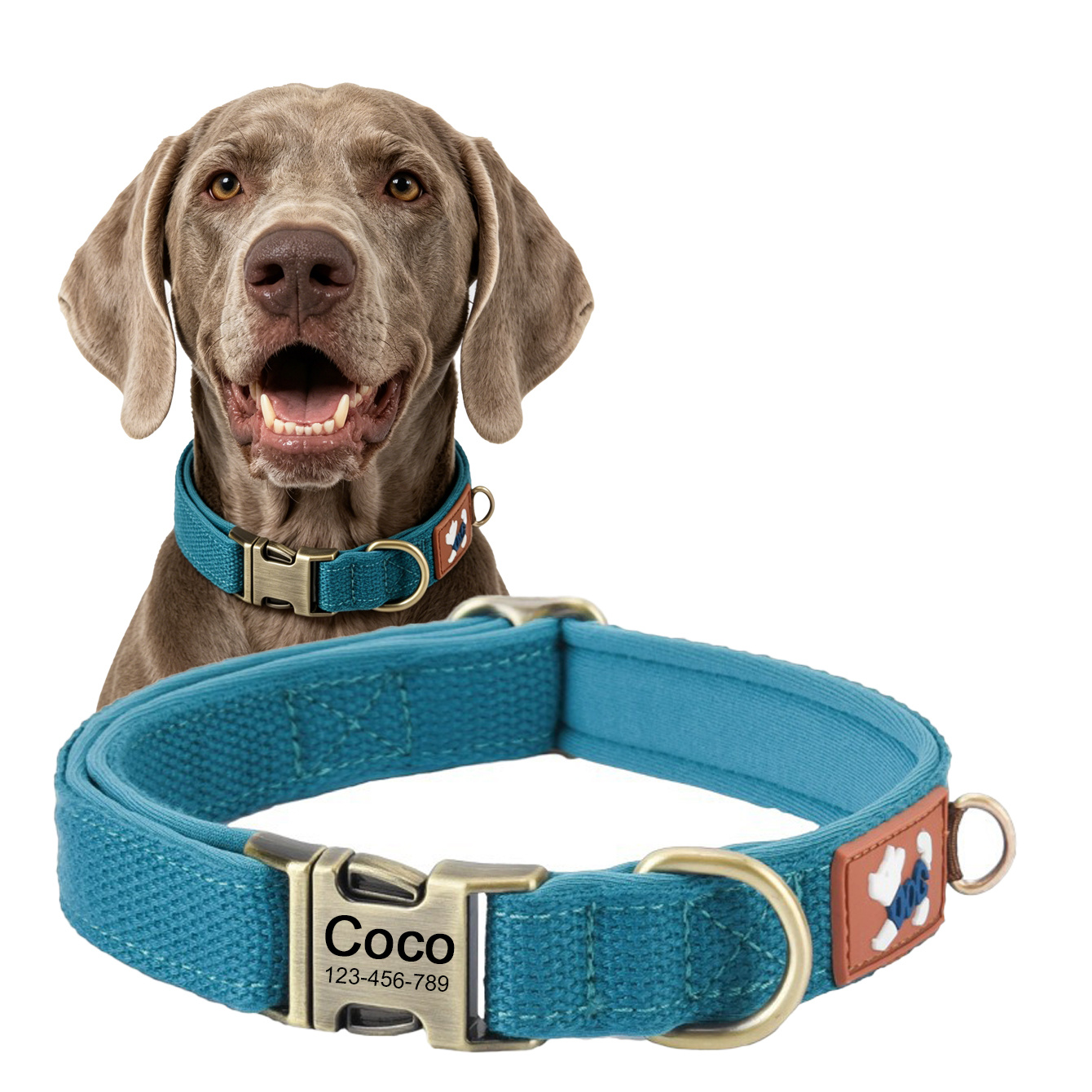 TEMU 1 Vintage-style Dog Collar, Wear-resistant And Durable. Suitable For Labrador Retrievers, Shepherd Dogs, Dobermans, Bulldogs, Wolfhounds,
