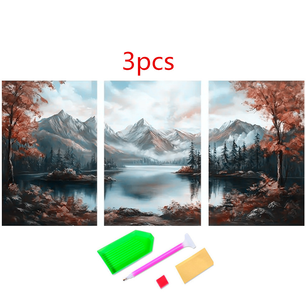 

3pcs Set, 5d Diy Diamond Painting Kit, Vintage Scenic Acrylic , Round & Square Embroidery Rhinestones, Flower Theme Wall Decor, 11.8x15.8in/9.84x11.8in, Craft Diy Set With Tools