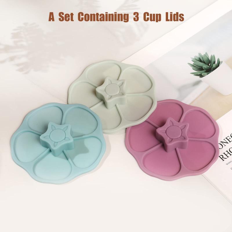 1pc flower shaped silicone cup lid food contact safe spill proof dustproof mess free mug cover for beverages details 3