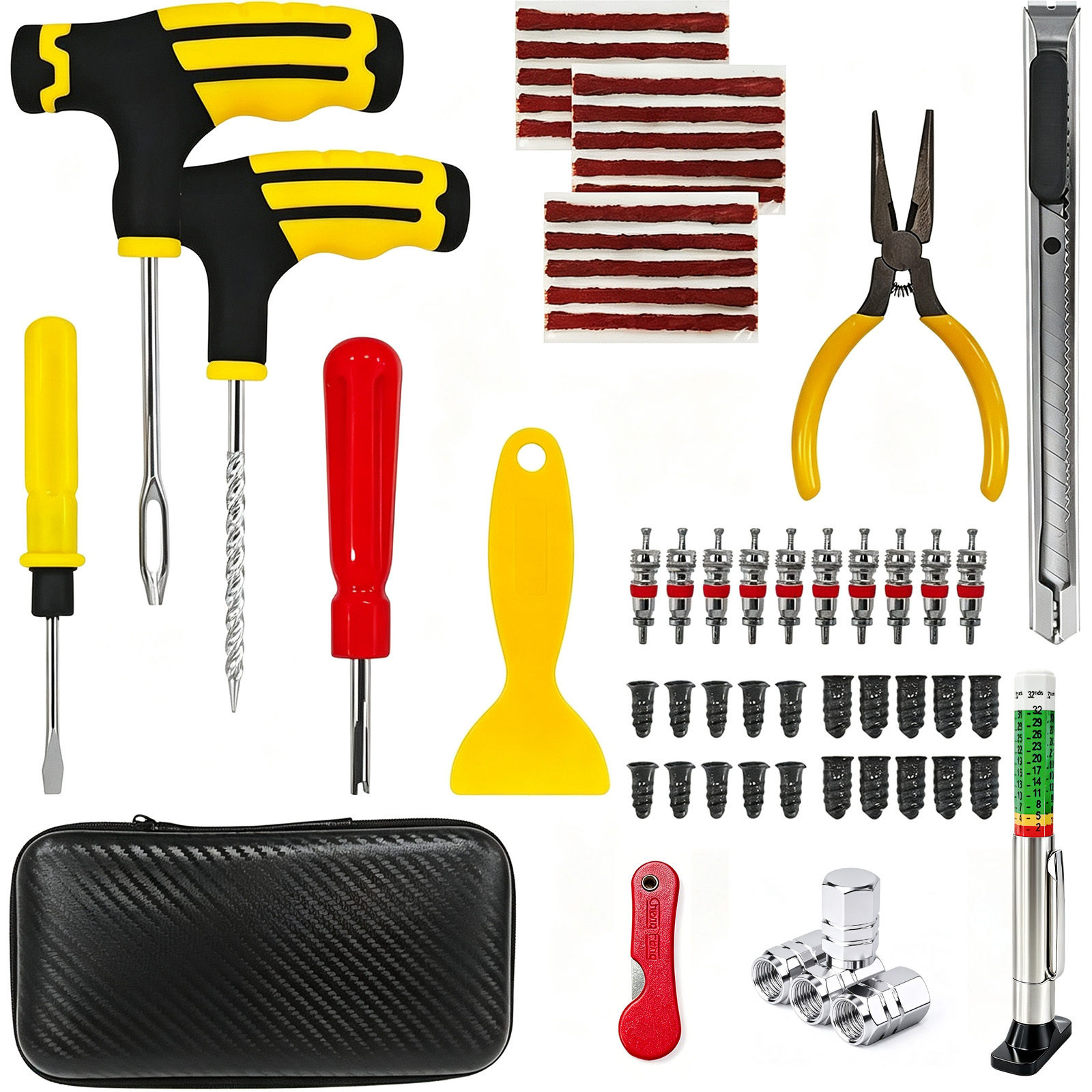 TEMU Kit de réparation de crevaison d' pour pneus tubeless, vis en caoutchouc robustes pour voiture, moto, VTT, UTV, camion, utilisation sur route
