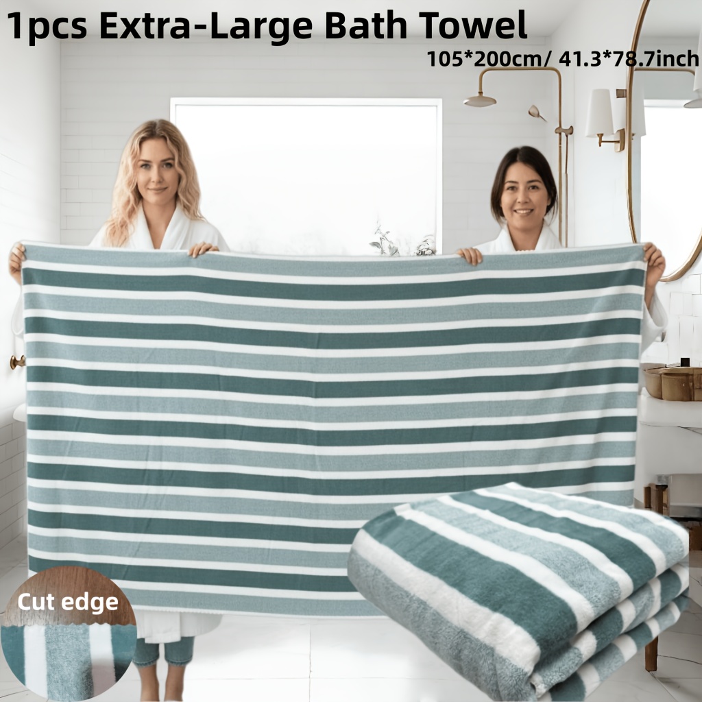 TEMU 1pc Extra Large/large Bath Towel, Size: 105 X 200cm(41.3 X 78.4in)/ 70 X 140cm(27.5 X 55.1in), 300 Gsm Coral Fleece, Super Absorbent And , For
