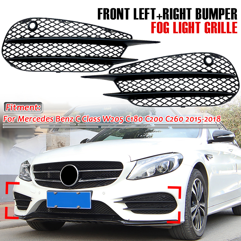 Image of Set Of 2 Fog Light Grille Splitters For Mercedes-benz W205 C43 Models From 2015 To 2018, Part Numbers: 2058852523, 2058852623, 2058854023, 2058854123