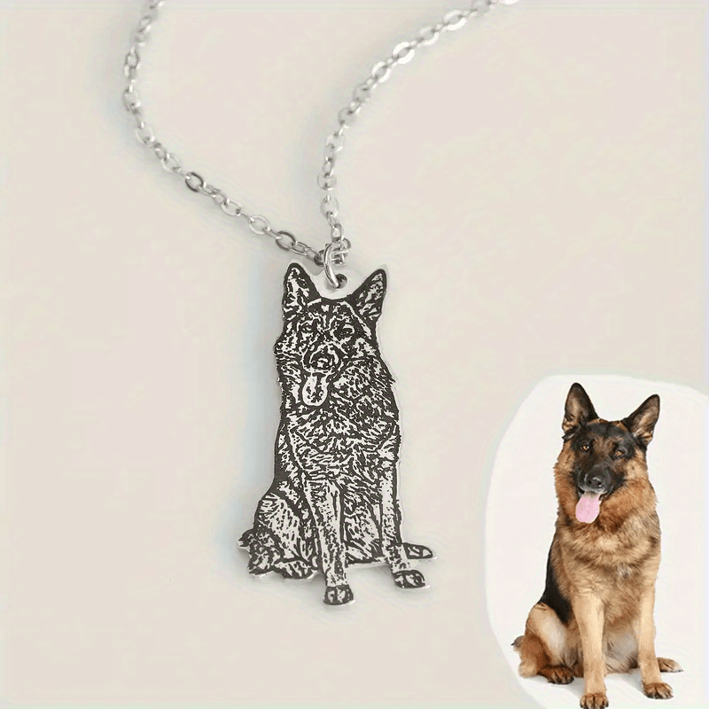 Personalized Engraved Photo Necklace with Dog Image Pendant