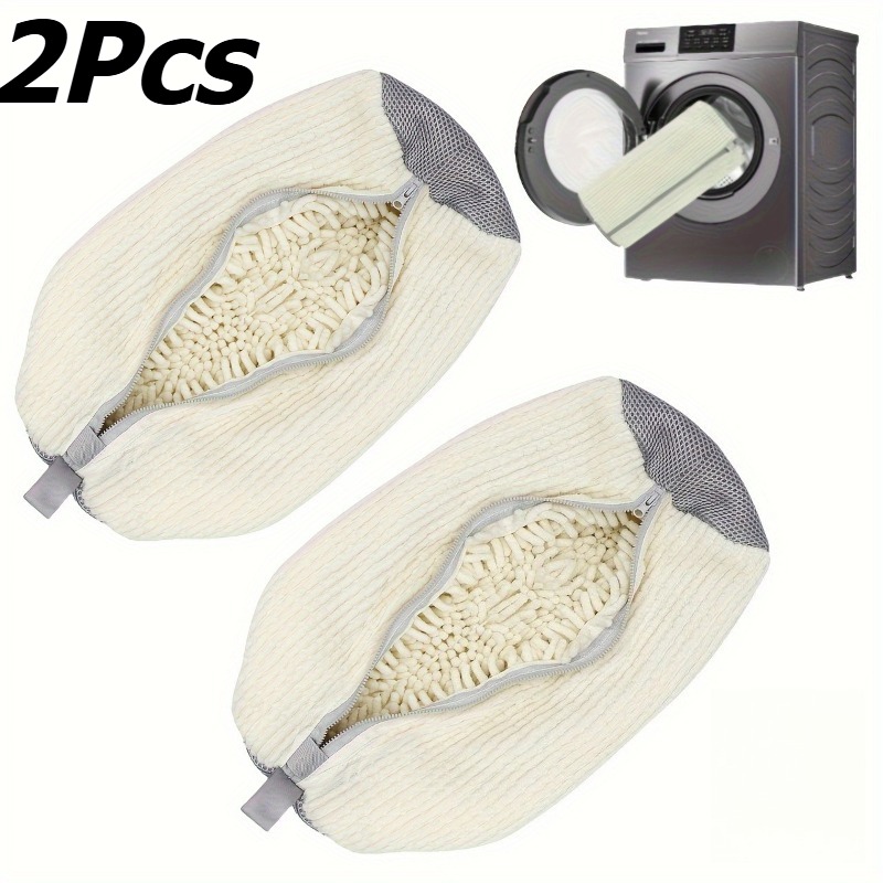 TEMU [reusable Shoe Bags] 2pcs Reusable And Durable Washing Machine Shoe Bags | 360° Cleaning, Zipper Laundry Bags For Washer And Dryer, Soft