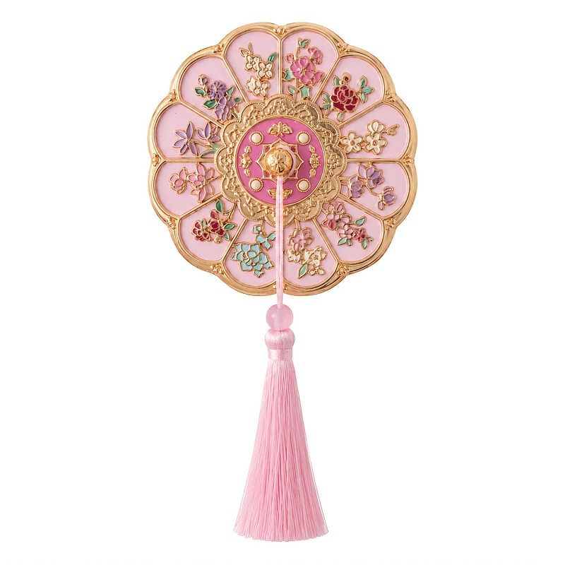 TEMU Ancient Style Handheld Makeup Mirror, Portable Mirror With Exquisite Tassel Decoration, Chinese Style Birthday Gift, Compact Desktop Makeup