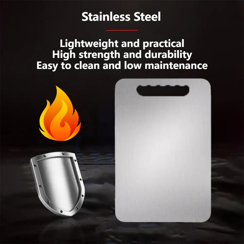 3 шт. прочная разделочная доска из нержавеющей стали пищевого класса,   и портативная   доска для нарезки,   подходит для кемпинга, использования на открытом воздухе, домашних кухонь и ресторанов. отлично подходит для нарезки фруктов и овощей, а также как инструмент для барбекю Детали 2