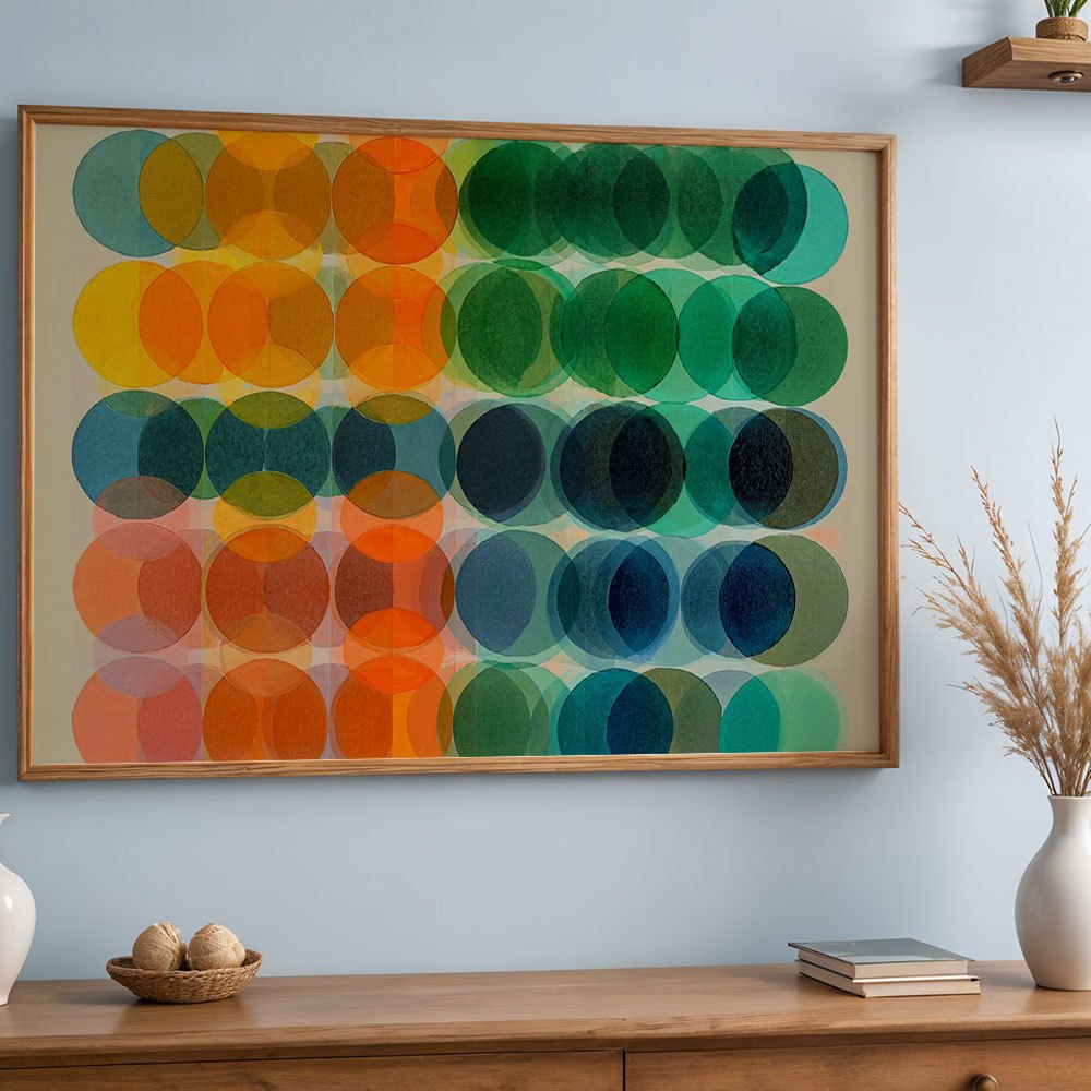 TEMU 2d Flat, 2d Flat, Abstract Style Wall Arts Colorful Circles Posters Geometric Patterns Canvas Prints Modern Art Wall Decor Canvas Art Print For