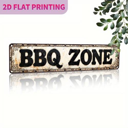 item picture vintage bbq zone wall sign rustic metal decor for home caf garage durable 15 75 inches x 3 94 inches perfect gift beautiful outdoor themed artwork with a distressed end metal wall art decoration