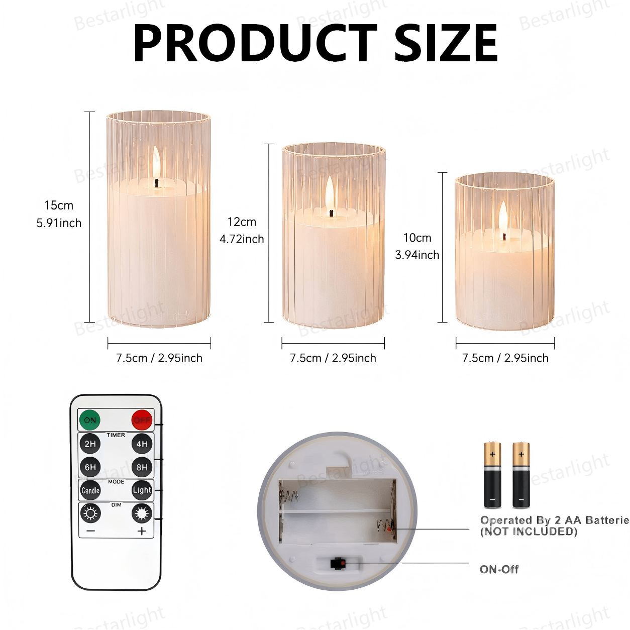 LED Flameless Candle, Acrylic Material, Battery Operated