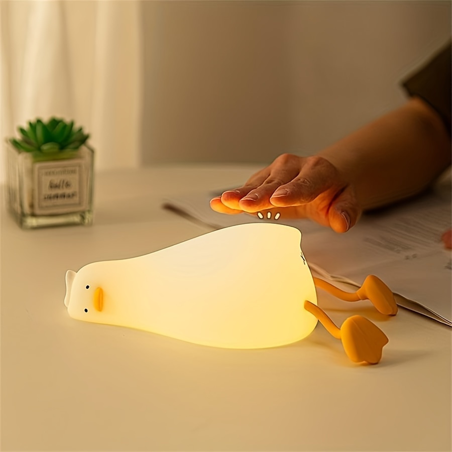 led   light with pressure reduction silicone touch activated sleep lamp colorful changing duck that   face with a tap Product details 2