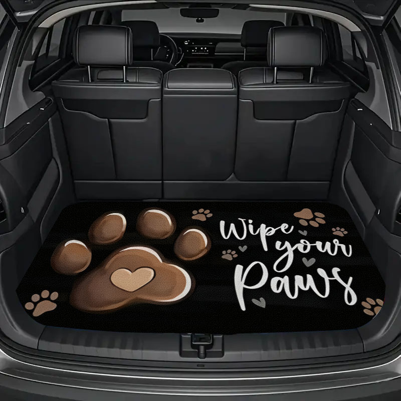 TEMU 1pc Dog Paw Print Car Trunk Mat - Durable Floor Liner, Safe And Practical, Ideal For , Lifting, And Secure Cargo Storage, Car Trunk Mat, Vehicle