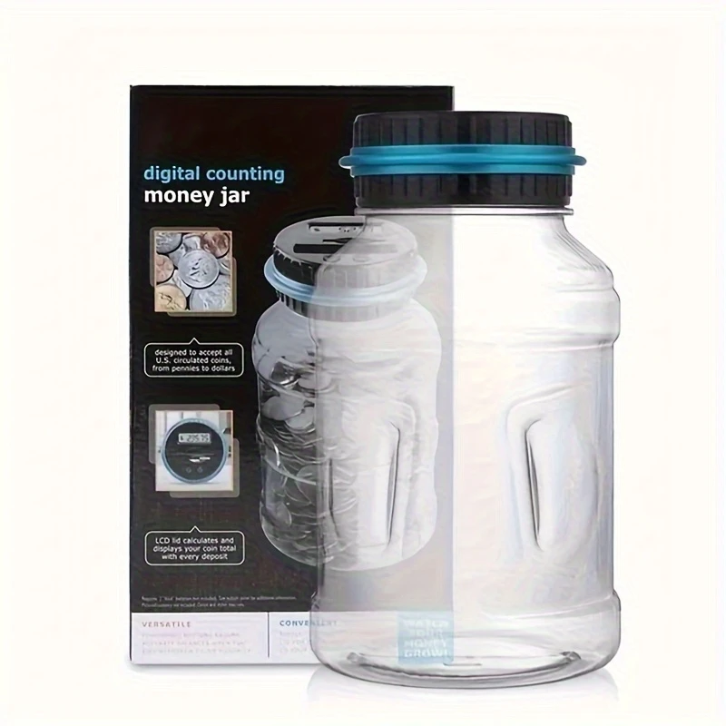 large digital coin counter jar - automatic currency storage box with lcd display, ideal for bankrolling & saving money - perfect easter/birthday gift (battery not included) details 1