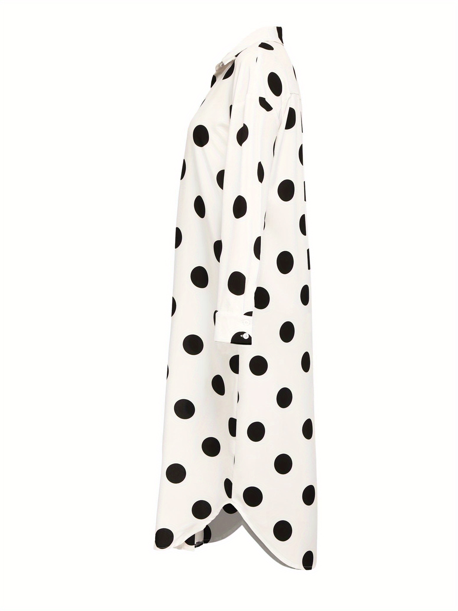 size polka dot button shirt dress casual long - Temu