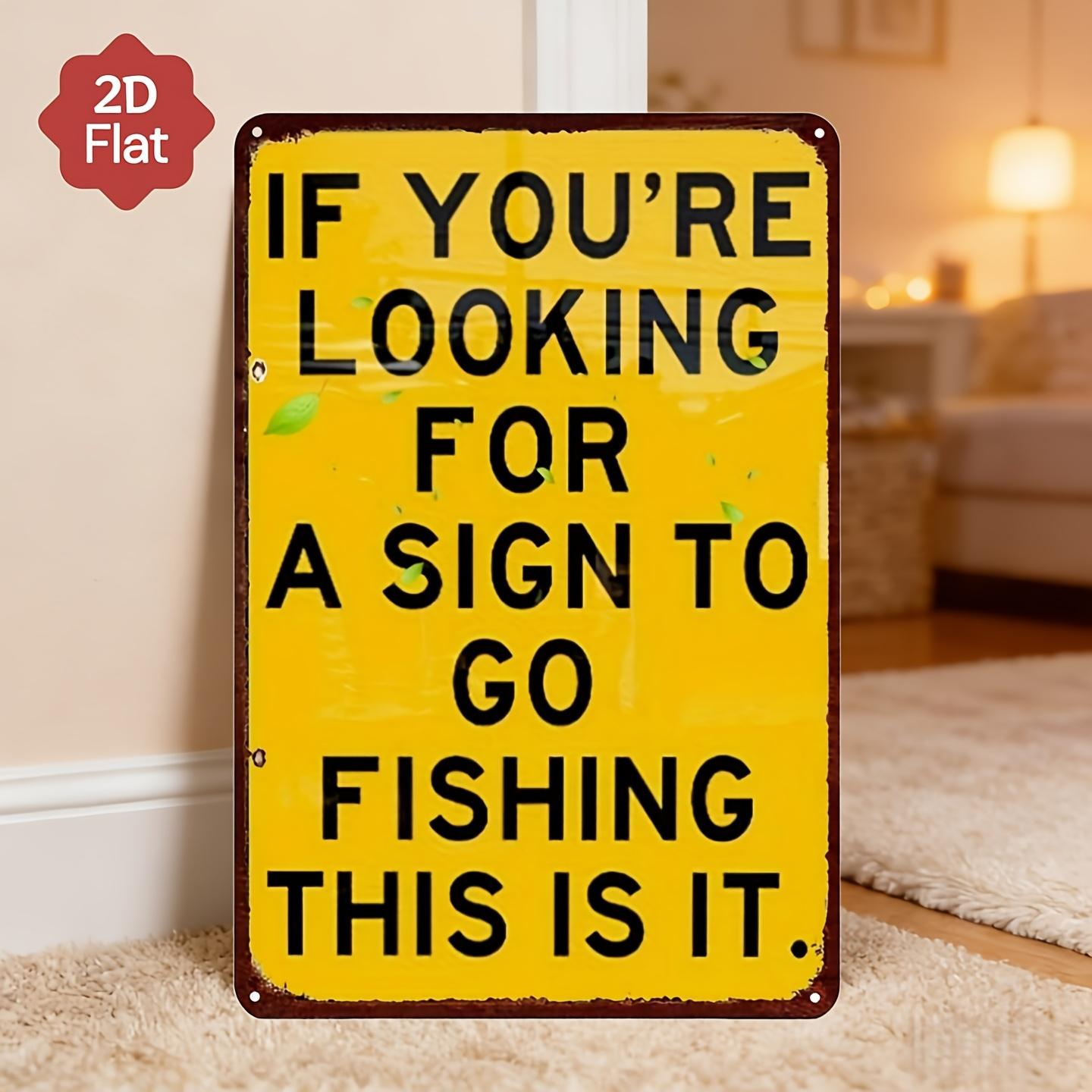 TEMU 2d Flat, 2d Flat 1pc, "looking For A Fishing Sign? !" - Retro Style Wooden Wall Art Plaque, Wooden Wall Art Decor, High-quality Printing,