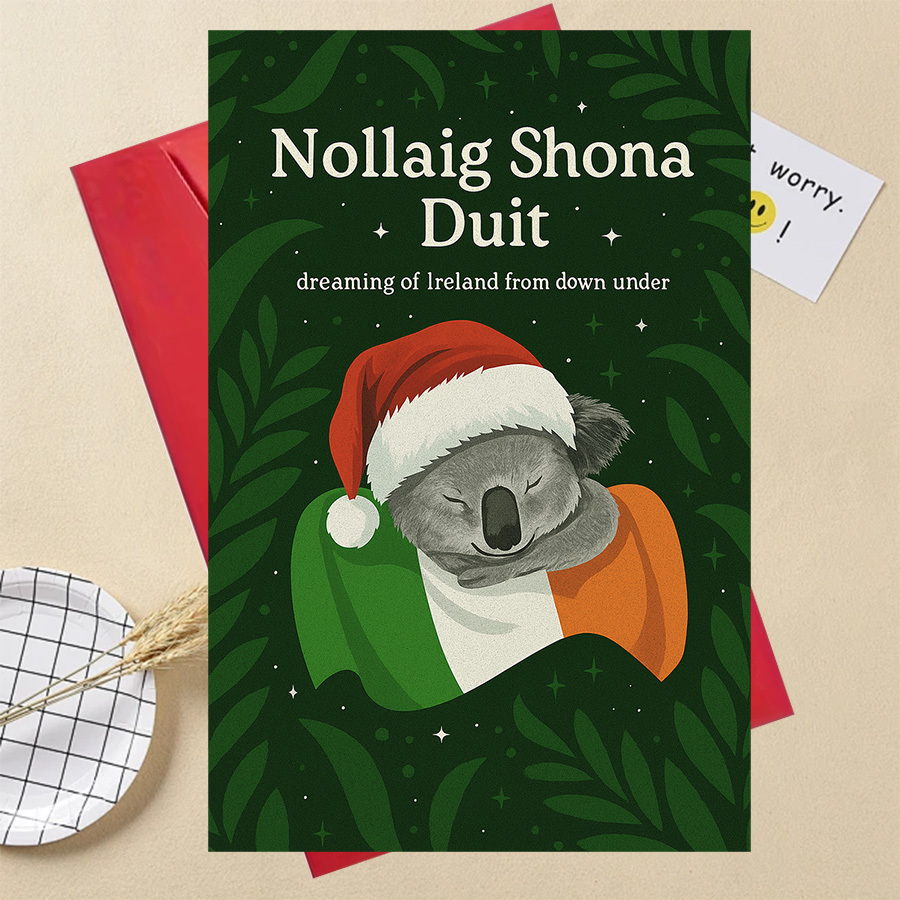 TEMU 1pc Lustige Geschenkekoala Christmas Card Dreaming Of Ireland From Sending During The Holidayseinschulung