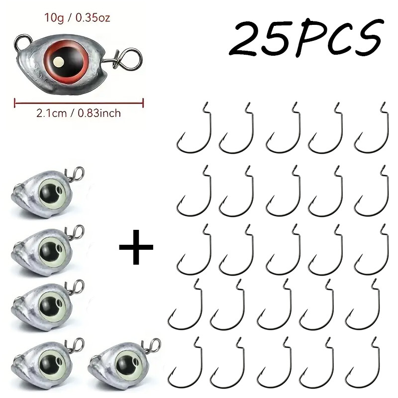 Image of 25pcs 3d Luminous Piscary Eye Fishing Snap Swivel + Reinforced Belly Crankbait Hook Combo: Anti-clogging Heavy-head And Anti-snag Bottom Design For Efficient Lure Fishing Layers, Accurately , Fish