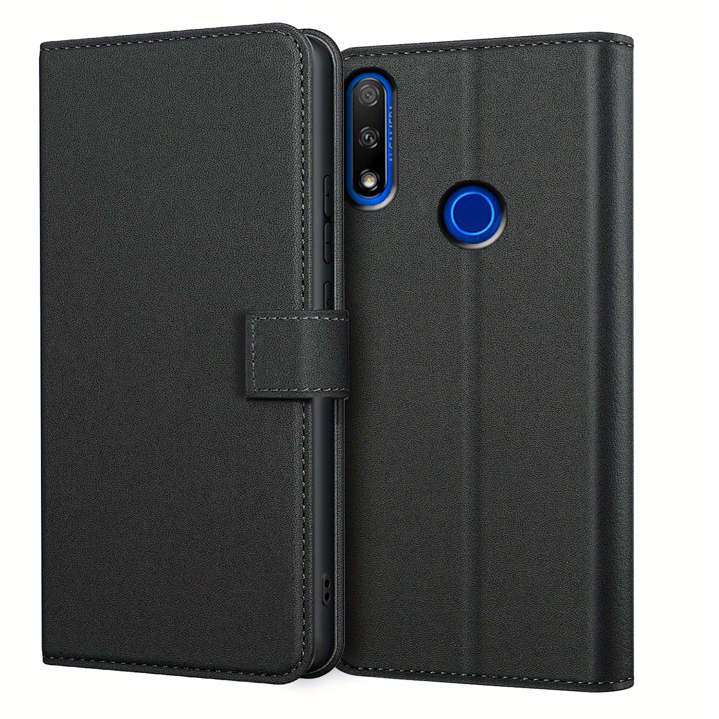 TEMU Étui téléphone : pour Honor 9, 9A, 9X , avec support intégré, en simili , fente pour carte, portefeuille flip, coque de noire