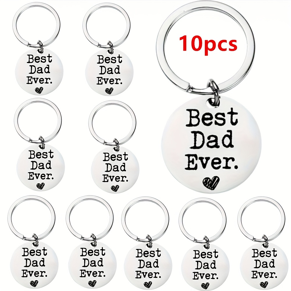 TEMU Gift For Her/him 10pcs, The Best Dad - Stainless Steel Keychain Set, Perfect Gift For Father's Day, Party Favors And Event Supplies, Gifts For