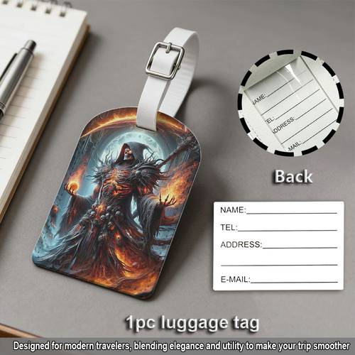 1pc gothic dark luggage tag suitable for suitcases backpacks handbags pu high quality suitcase accessory for travel gift for themed label for business trips
