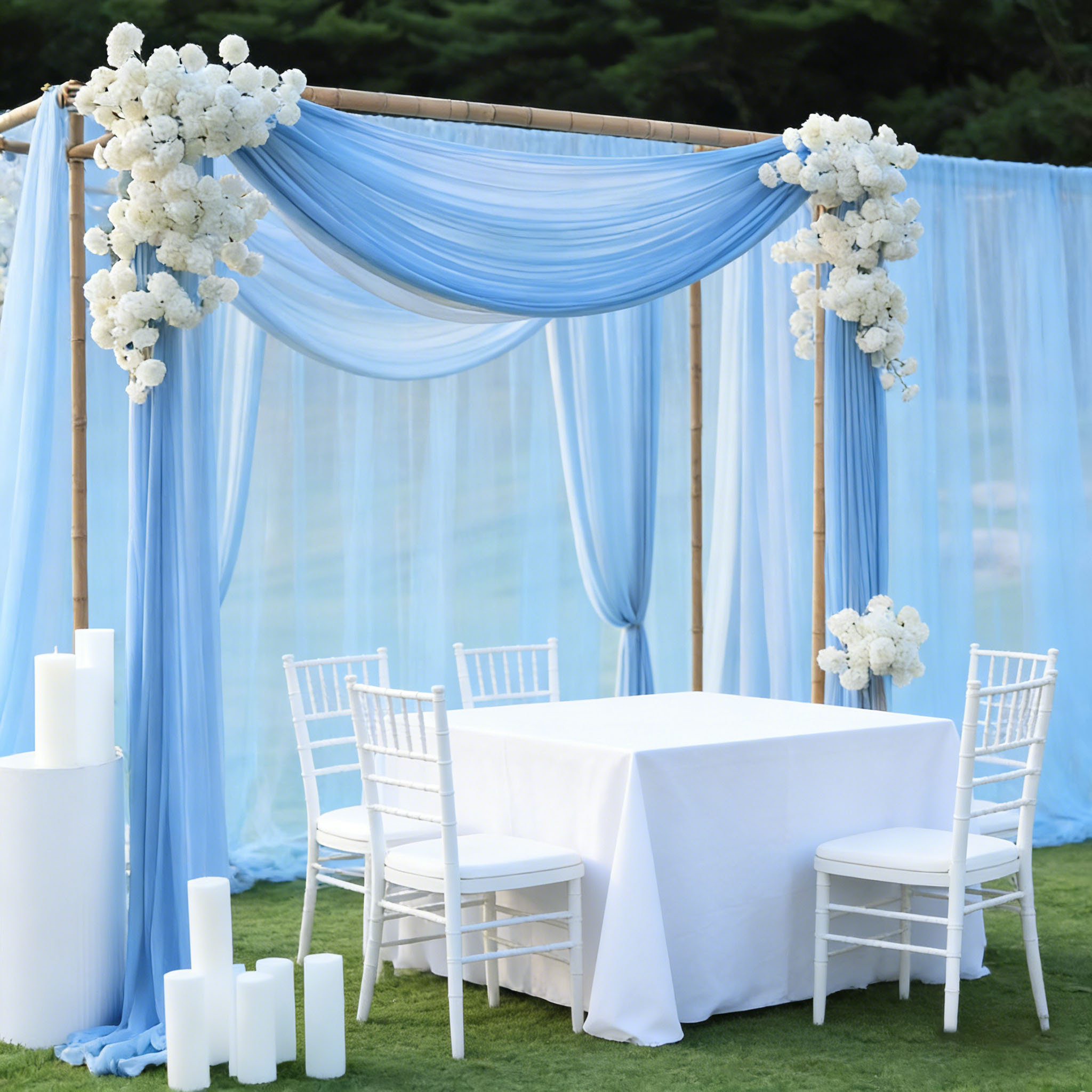 TEMU Blue Tulle, With A And Excellent Drape, Is Suitable For Wedding Decorations, Valentine's Day Parties, Proposal Ceremonies, New Year Banquets,