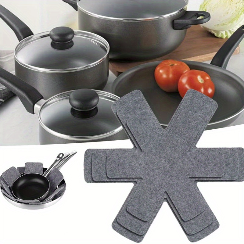 3pcs gray multi ply felt pot and pan protectors non stick scratch resistant cookware separators for   kitchen storage details 8