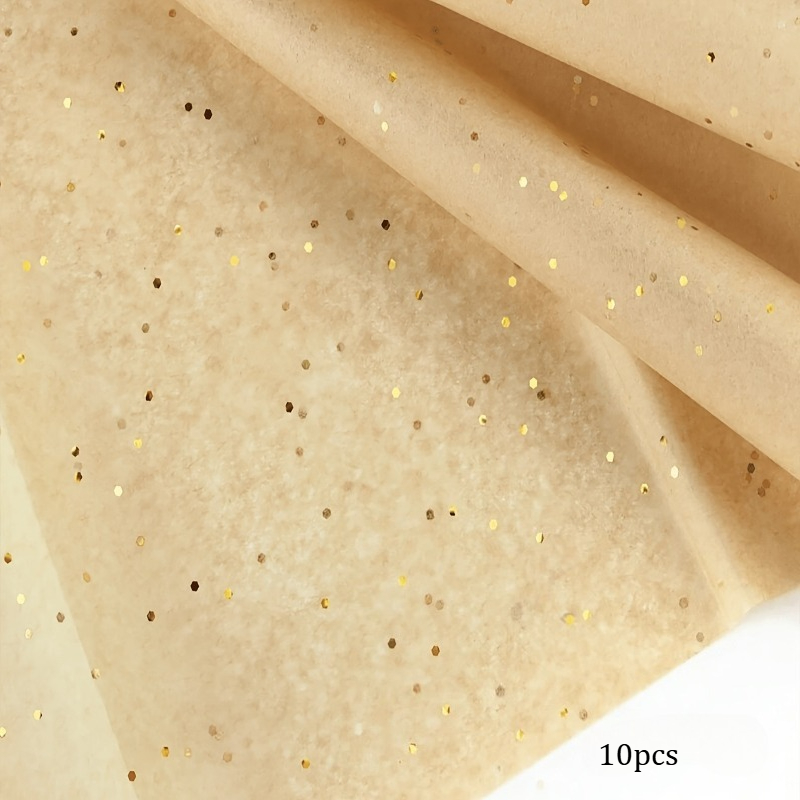 TEMU Carta glitterata in confezione da 10 fogli - Marrone chiaro con particelle dorate, carta da regalo decorativa qualit�, adatta per confezioni