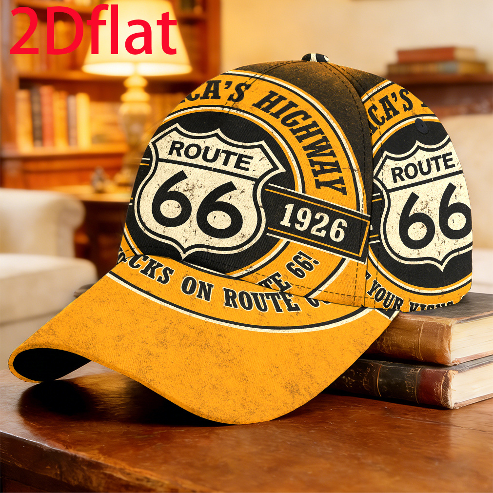 TEMU 1 pz Cappellino da baseball 2D piatto logo "Route America" Regalo per pap� Cappellino sportivo traspirante e Regalo Cappellino da taglia unica