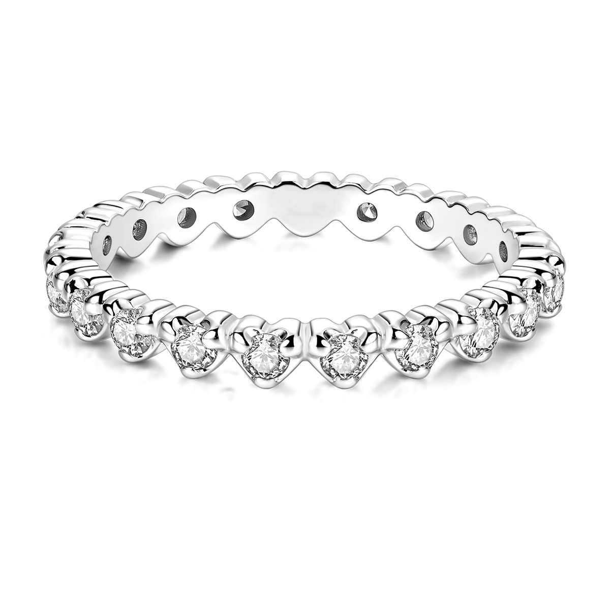 Women's 3D Heart Synthetic Stone Inlaid Ring, Elegant Gift