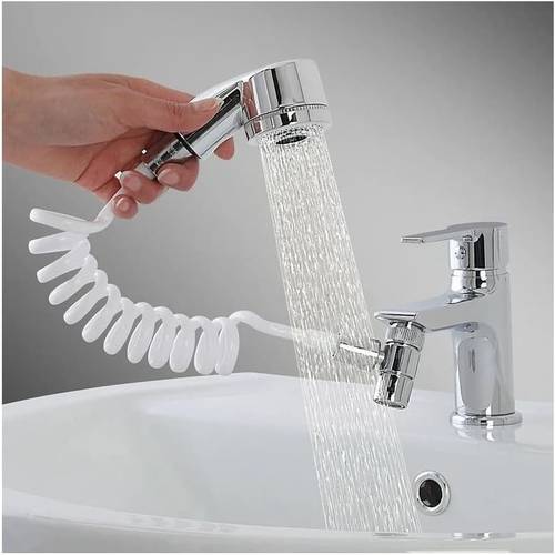 salon duschkopf set, leicht und für zuhause/reisen, 2 sprühmodi, mit externer verlängerungsschlauch, adapter und nagellosem zum aufhängen des duschkopfs