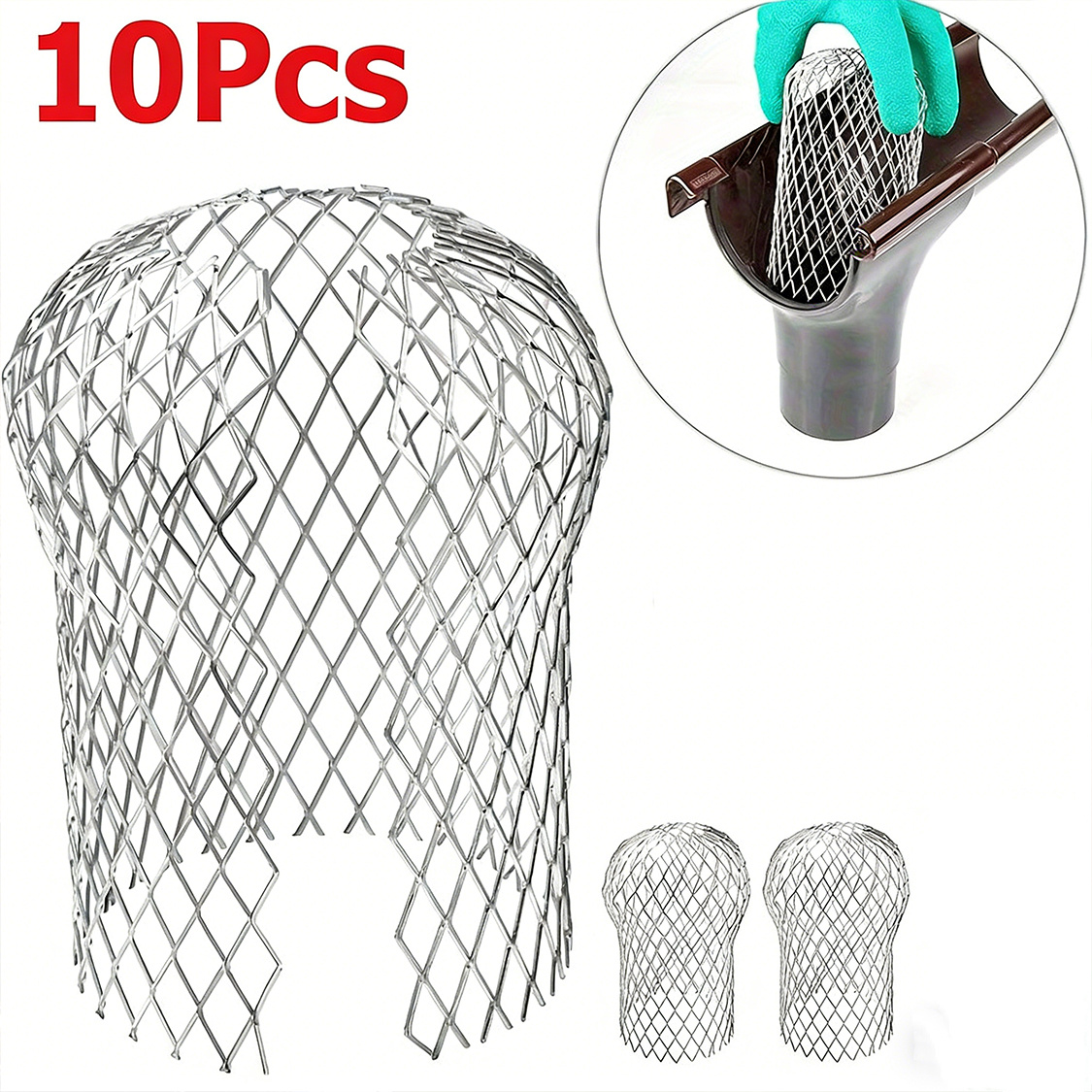 TEMU 10pcs Heavy-duty Iron Gutter - Expandable Mesh Screen To Prevent , Easy-to-install Downspout Protector, Suitable For Standard Gutters, Rainwater