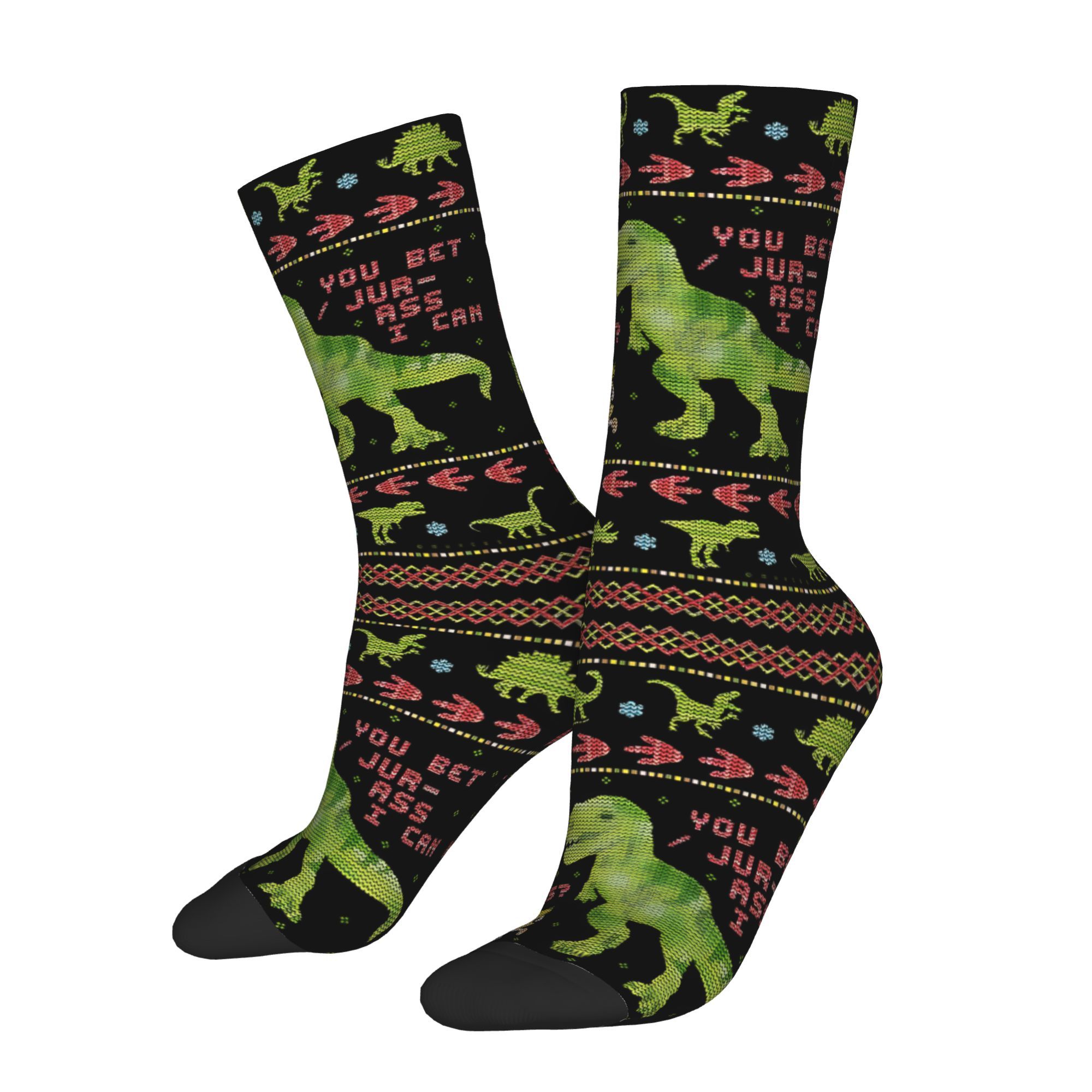 

Dinosaur Christmas Socks - Seamless 3d , Comfortable Polyester For All