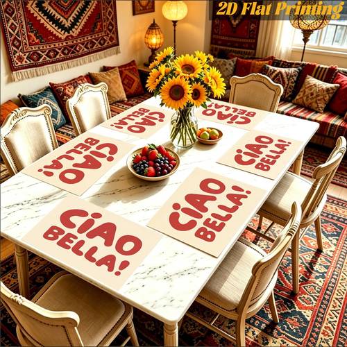 item picture 1 4 6pcs italian letter placemats suitable dining table decor table mats with christmas thanksgiving gift hand washable cloth for italian themed home settings