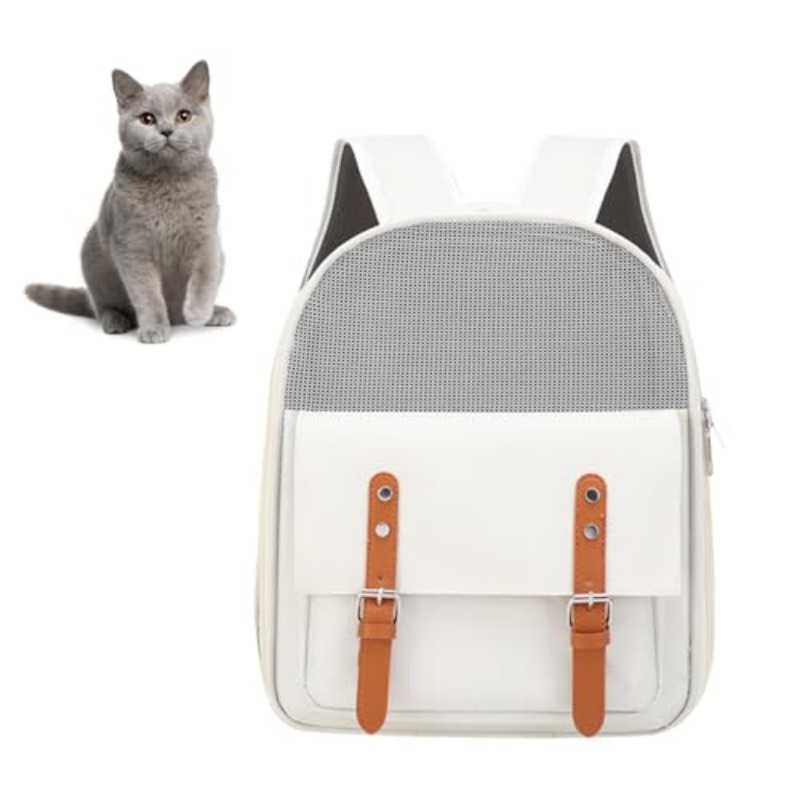 Ventilated Cat Backpack Carrier with Adjustable Straps for Hiking