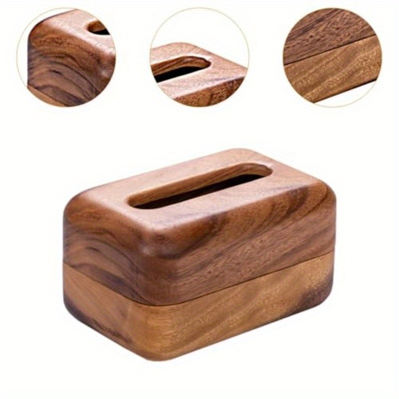 elegant wooden tissue box cover with handle round napkin dispenser for home nightstand or restaurant decor natural     living room or bathroom bathroom organizer elegant design   bathroom decor and accessories Product details 2