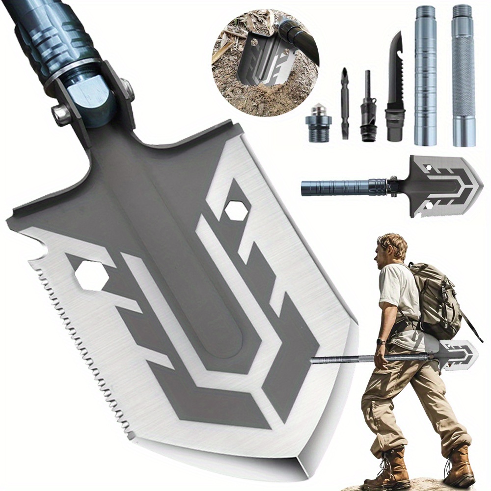 TEMU Multifunctional Outdoor Shovel Portable Compact Tool For Camping Hiking Fishing Hunting