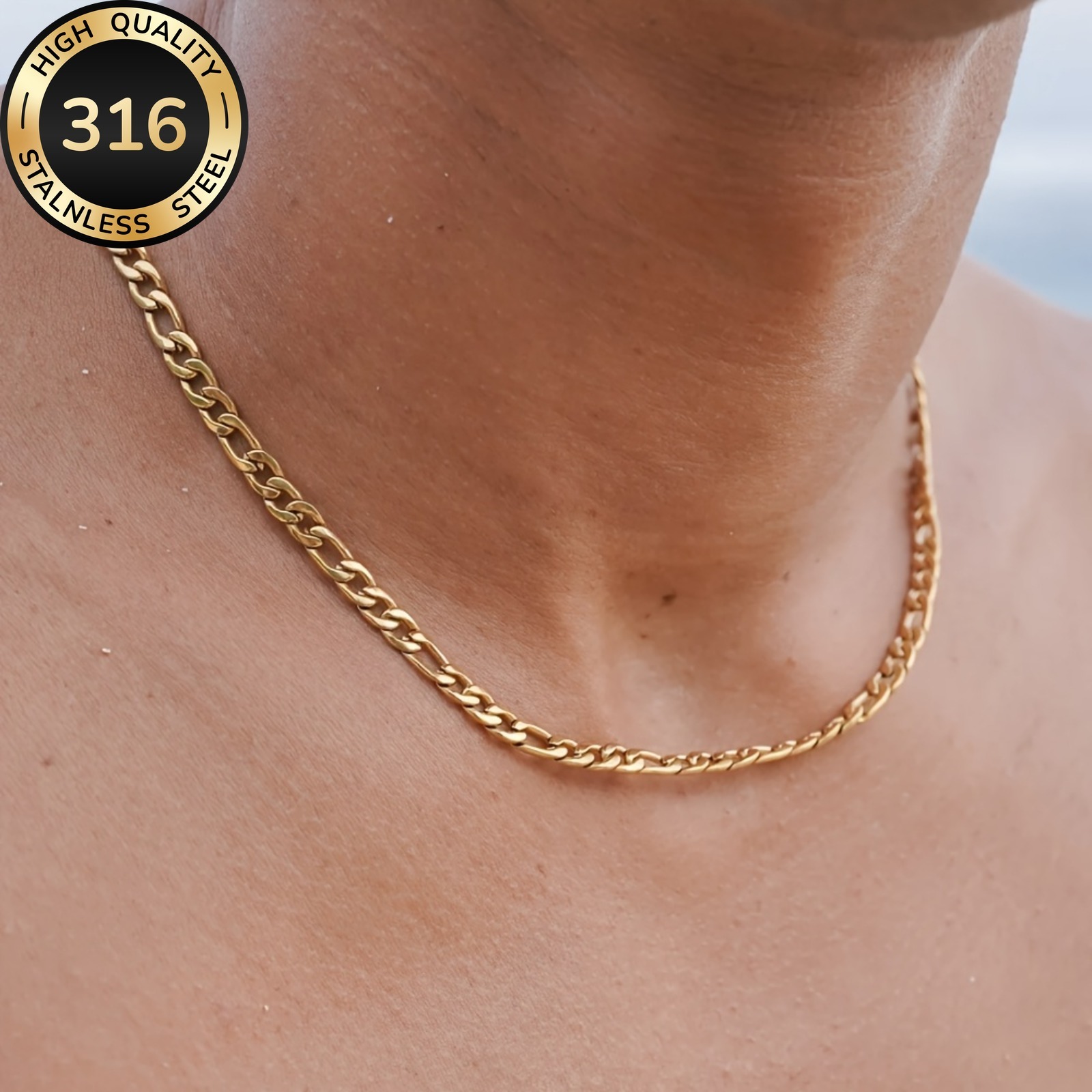 TEMU 1pc High-quality Chain Fashion Steel Cuban Link Necklace, Unisex Necklace Jewelry Gift, Valentine's Day Gift, Perfect For Daily And Party